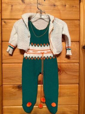 Vintage Hand Made Baby Outfit- sizes in photos